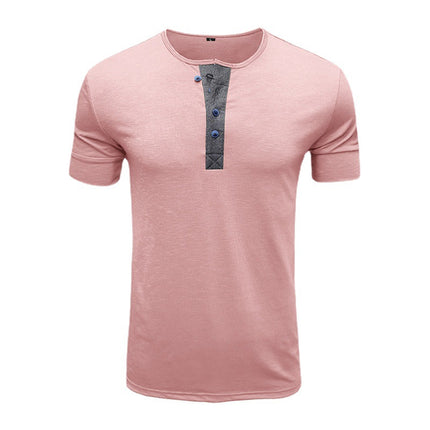 Wholesale Men's Summer Short Sleeve T-Shirt Solid Color Casual Tops
