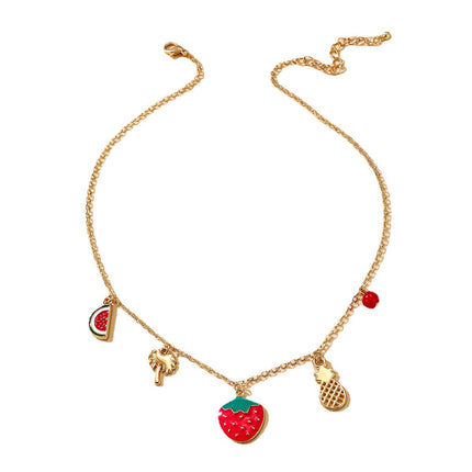 Strawberry Watermelon Drip Single Layer Necklace