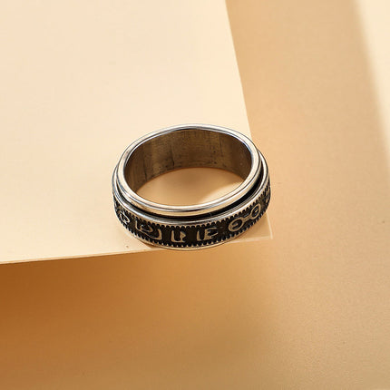 Wholesale Fashion Transfer Metal Mantra Spinner Ring For Men & Men