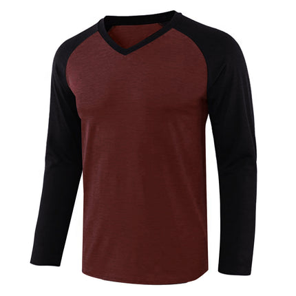 Men's Top Long Sleeve Contrasting Raglan Sleeve T-Shirt