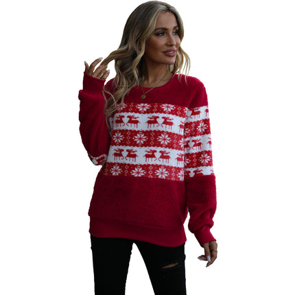 Lässiges Weihnachts-Sweatshirt aus doppelseitigem Fleece für Damen