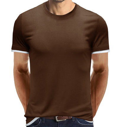 Wholesale Men's Summer Solid Color Short Sleeve T-Shirt Round Neck Top