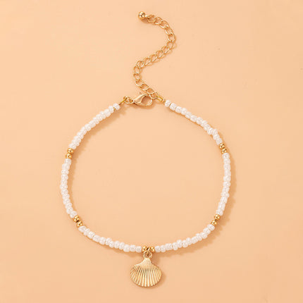 Shell Beaded Single Layer Anklet Beach Style Rice Bead Anklet