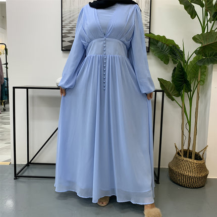 Vestido simple de gasa doble de mujer musulmana