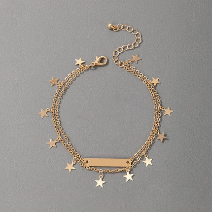 Tassel Pentagon Star Trend Gold Anklet