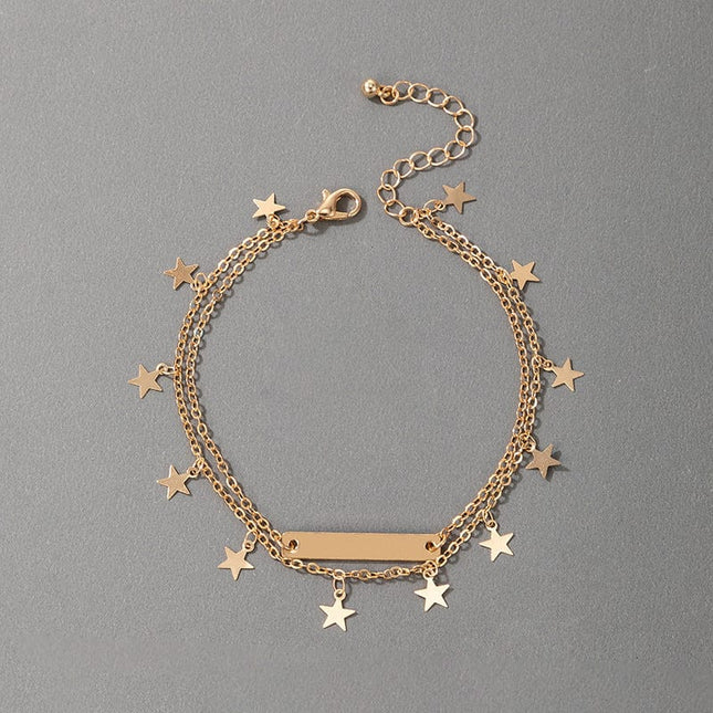 Tassel Pentagon Star Trend Gold Anklet