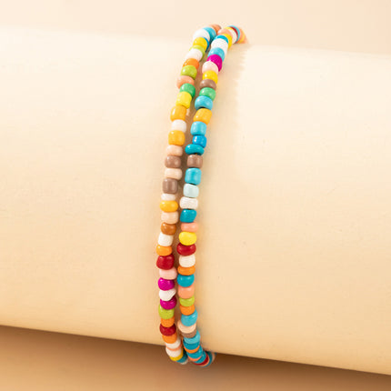 Colorful Rice Beads Multilayer Anklet Ethnic Beaded Double Layer Anklet