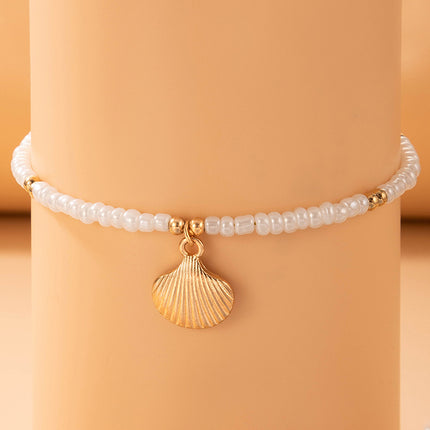 Shell Beaded Single Layer Anklet Beach Style Rice Bead Anklet