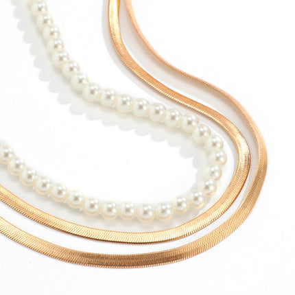 Schlangenknochen-Kettenhalskette Einfache Nachahmungsperlen-Schlüsselbein-Halskette