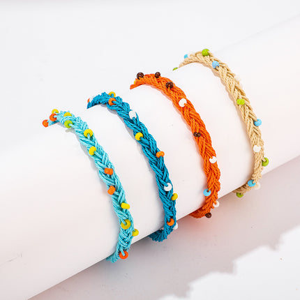 DIY Handmade Linen Cotton Woven Colorful Art Adjustable Bracelet