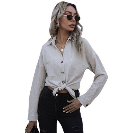 Wholesale Women's Autumn Cardigan Long Sleeve Lapel Button Shirt