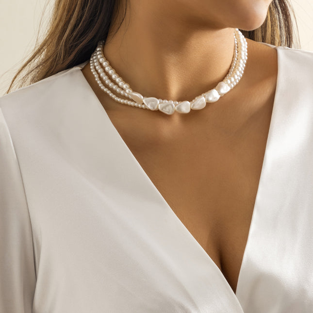 Pearl Stacking Baroque Choker Ball Bead Versatile Necklace