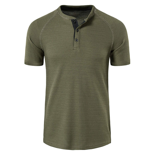 Lockeres Rundhals-Kurzarm-T-Shirt aus einfarbiger Baumwolle für Herren