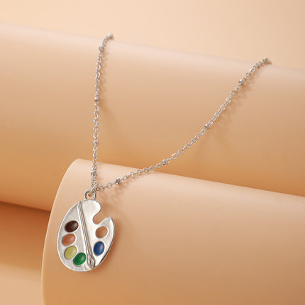 Colorful Oil Palette Geometric Single Layer Necklace