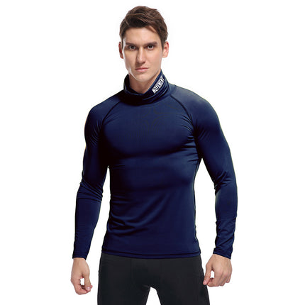 Wholesale Men's ﻿Long Sleeve High Neck Quick Dry Stretch Slim Fit T-Shirt