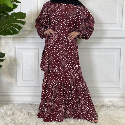 Muslimisches Damenmode Polka Dot Swing Tie Kleid