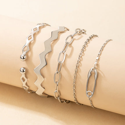 Geometric Cutout Five-Tier Bracelet Set