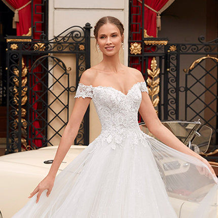 Brautkristallgarn-Prinzessin schulterfreies Spitzen-Hochzeitskleid