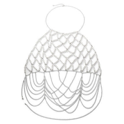 Cadena de cuerpo de perla de imitación Playa Cadena creativa Borla Cadena de ropa