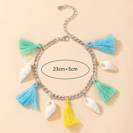 Color Tassel Shell Beach Wind Single Layer Simple Anklet