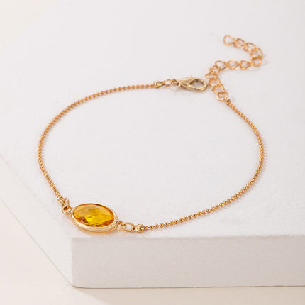 Gem-Embellished Oval Single Row Anklet