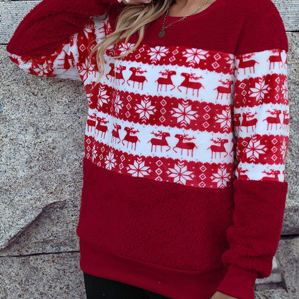 Lässiges Weihnachts-Sweatshirt aus doppelseitigem Fleece für Damen