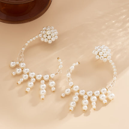 Pendientes de perlas de imitación de moda al por mayor Pendientes de metal con cuentas