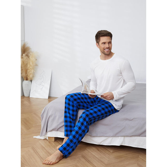 Wholesale Men's Pajama Set Long Sleeve Plaid Homewear