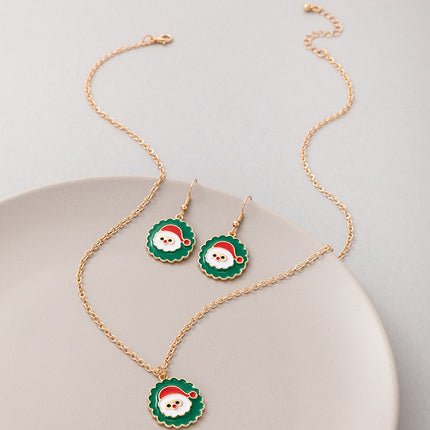 Weihnachten Santa's Oil Drop Ohrringe Halskette Set