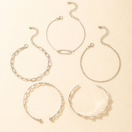 Geometric Cutout Five-Tier Bracelet Set