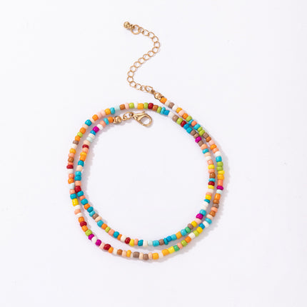 Colorful Rice Beads Multilayer Anklet Ethnic Beaded Double Layer Anklet