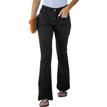 Pantalones vaqueros ajustados elásticos de cintura alta para mujer