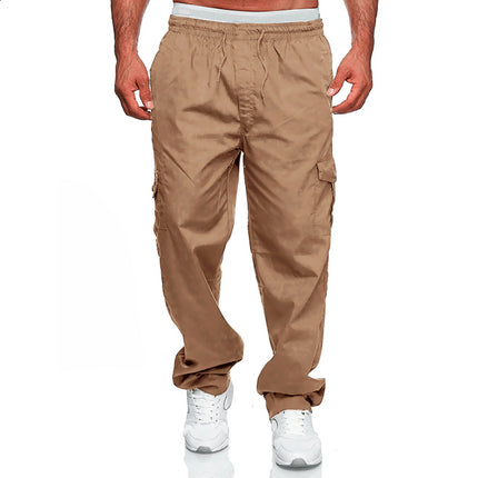 Pantalones cargo sueltos de pierna recta con varios bolsillos para hombre