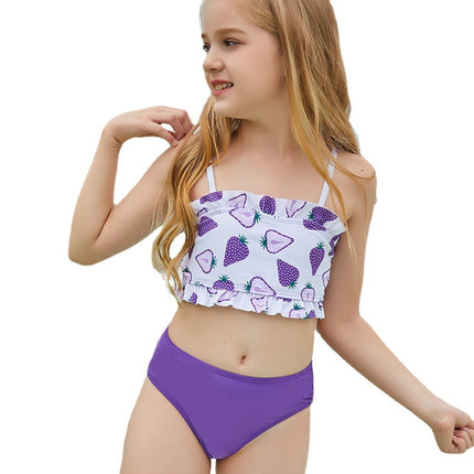 Zweiteiliger Badeanzug für Kinder, rückenfreier Bikini für Mädchen