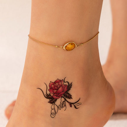 Gem-Embellished Oval Single Row Anklet