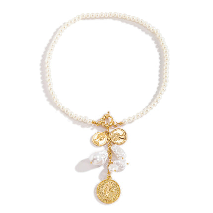 Irregular Tassel Imitation Pearl Necklace Beaded Chain Necklace