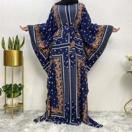 Venta al por mayor túnica musulmana manga dolman vestido de mujer de talla grande