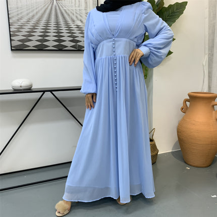 Einfaches Kleid aus doppeltem Chiffon für muslimische Frauen