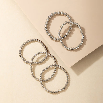 Simple Size Ball Silver 5 Piece Bracelet