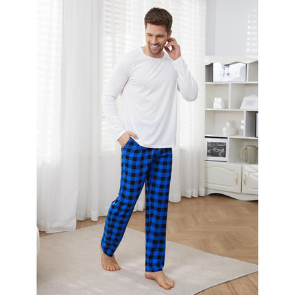 Conjunto de pijama para hombre al por mayor, ropa de hogar a cuadros de manga larga