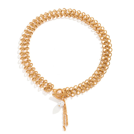 Großhandel Metall acht Schnalle Kette Halskette Quaste Perlenkette