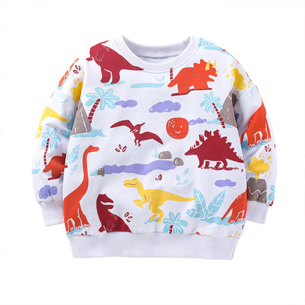 Sudaderas con capucha de dinosaurio de algodón de manga larga de otoño para niños