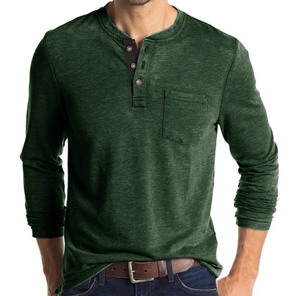 Camiseta casual de manga larga con cuello redondo para hombre