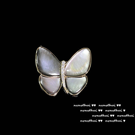 Perle Ring Muschel Perle Blume Zirkon Ohrring Schmetterling Brosche