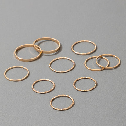 Plain Ring Ten Piece Simple Joint Ring Set