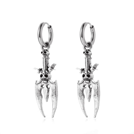 Retro Skull Earrings Gothic Punk Old Earrings Halloween Gift Couple