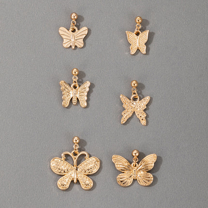 Exaggerated Butterfly Stud Earrings Set