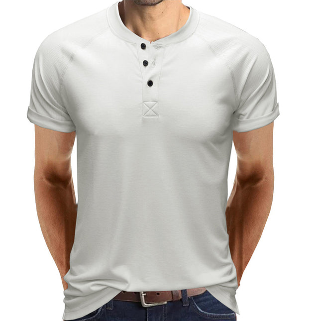 Einfarbiges, lockeres Rundhals-Kurzarm-T-Shirt für Sommermänner