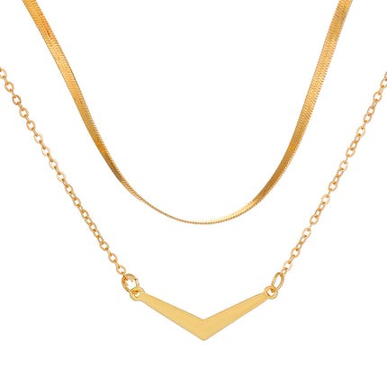 Snake Bone Chain Double Clavicle Chain Pendant Necklace