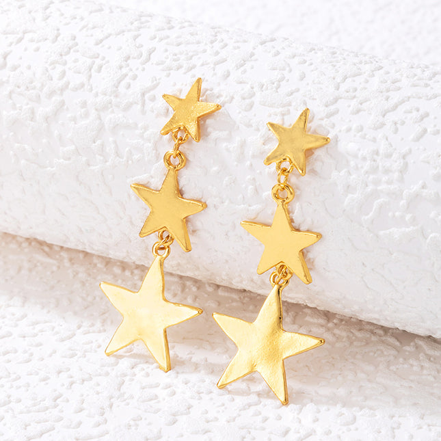 Gold Star Pentagram Stud Earrings
